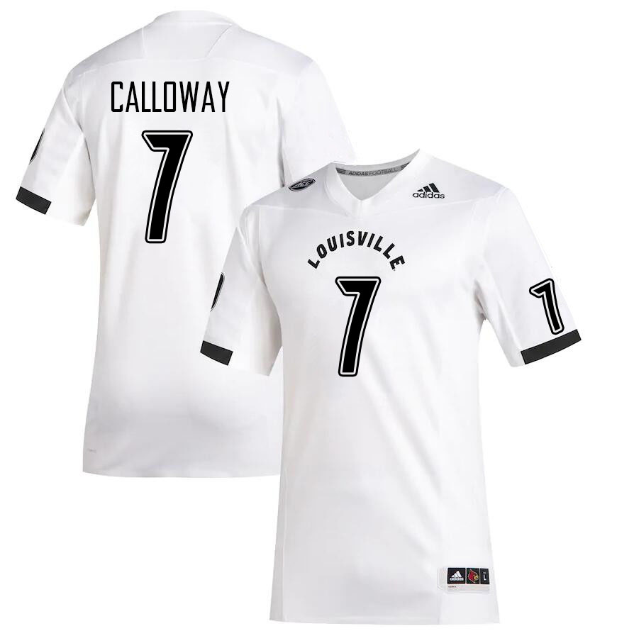 Men #7 Jimmy Calloway Louisville Cardinals College Football Jerseys Stitched Sale-White - Click Image to Close
